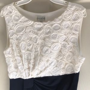Women’s Dress Size 8 Cream Rosettes and Navy